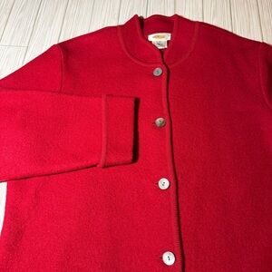 Talbots Red 100% Wool Chunky Cardigan Sweater Women’s XL Button Front